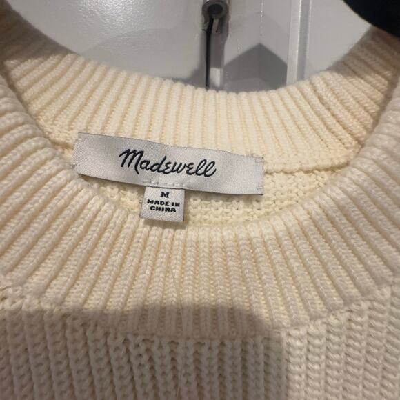Madewell Men's Cotton Shaker-Stitch Crewneck Sweater Vintage Ivory Size M NWT - Picture 11 of 12
